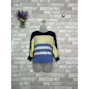 BCX Blue Yellow Striped Sweater